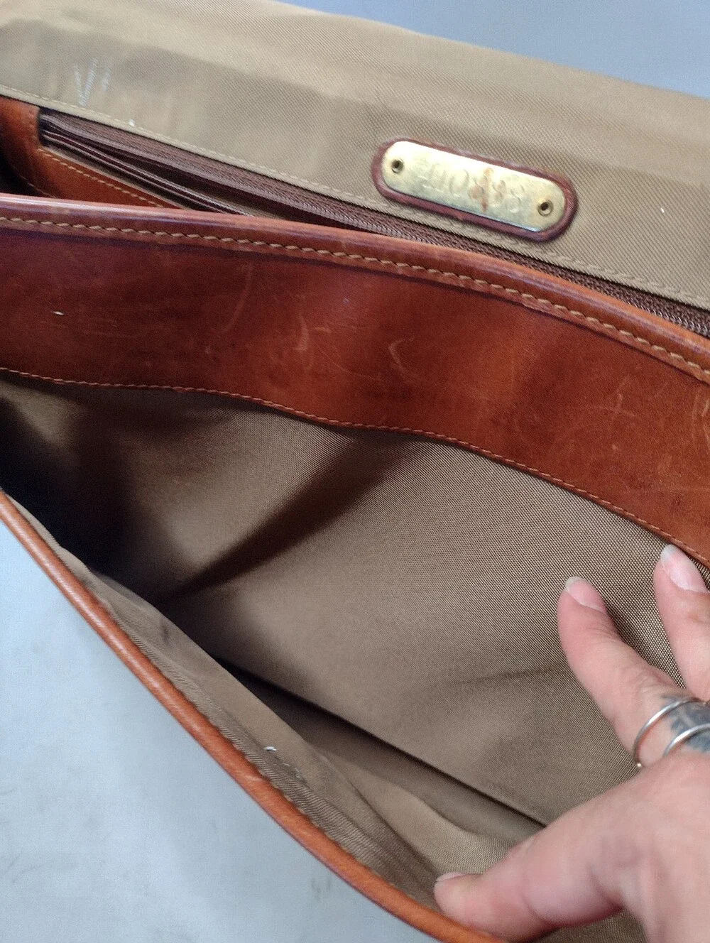 Vintage Hartmann Lombardo Woven Leather Gentlemen’s Briefcase Bag Brown Tan